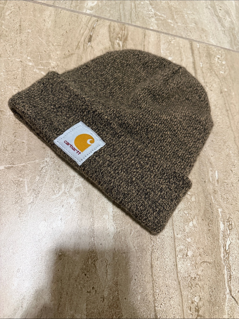 Carhartt Kids Brown Heathered Knit Beanie with Logo Patch